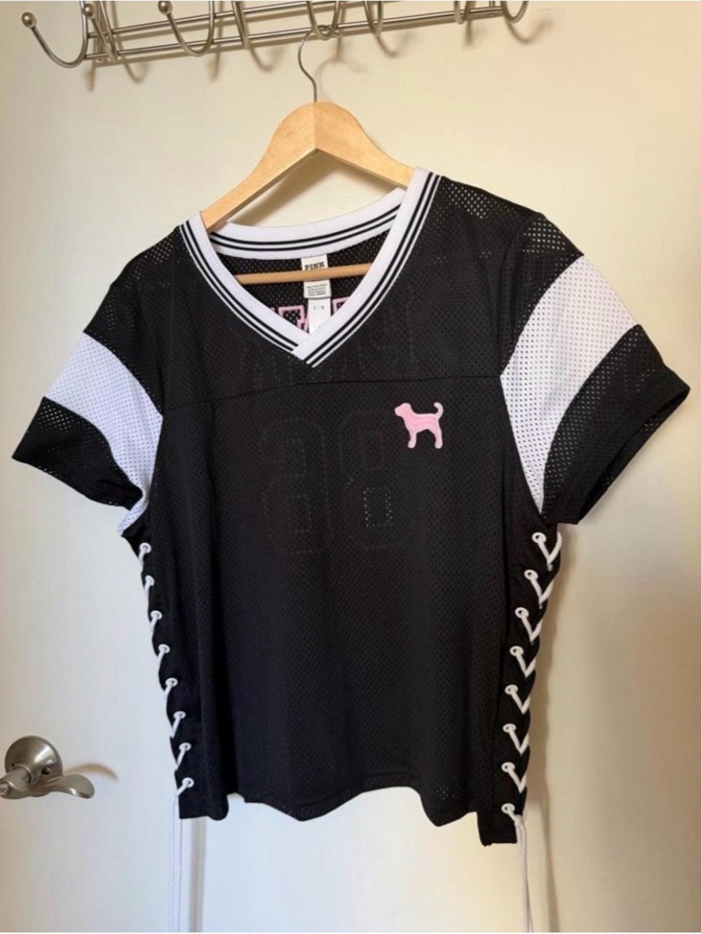 PINK Victoria's Secret Black & White Mesh Lace-Up🎀💖💕